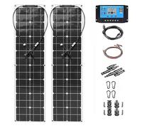 Kit de démarrage de panneau solaire flexible de 200 W, 2 panneaux solaires de 200 W avec contrôleur de charge 40 A pour camping-cars, bateaux, caravanes, solution d'alimentation hors réseau, design