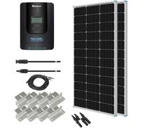 Kit de démarrage de panneaux solaires de 200W, 12V, monocristallins, avec contrôleur MPPT de 40A et supports de fixation