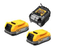 DeWalt Kit de démarrage 18 V XR avec 2 batteries compactes et chargeur Powerstack DCB1102E2