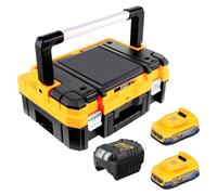 Kit de démarrage DeWalt DCB 1102 E2T 18 V avec 2 batteries Powerstack 1,7 Ah + chargeur DCB 1102 + TSTAK