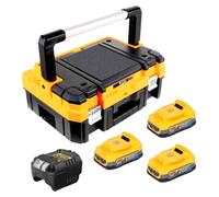 Kit de démarrage DeWalt DCB 1102 E3T 18 V avec 3 batteries Powerstack 1,7 Ah + chargeur DCB 1102 + TSTAK