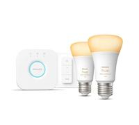Philips Kit de démarrage Hue White – 2 ampoules LED connectées 10,5W E27 avec télécommande