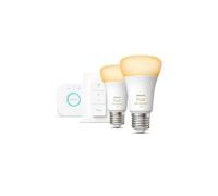 Philips Kit de démarrage Hue White – 2 ampoules LED connectées 10,5W E27 avec télécommande