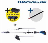 Kit de démarrage multifonctionnel 4-en-1 sans fil SCHEPPACH BC-MFH400-X (2 batteries 20V/40V, 2Ah) pour tonte de pelouse, taille de haies, coupe-bordures et tronçonneuse d'élagage