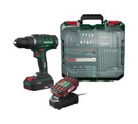 Kit de démarrage PARKSIDE® 20 V 2-en-1 avec perceuse-visseuse sans fil PABS 20 Li I9, comprenant 2 batteries et un chargeur