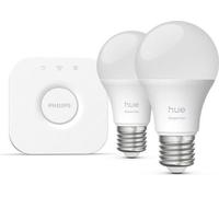 Kit de démarrage Philips Hue Essential, Lumière Blanche et Colorée, 1 Bridge, 2 Ampoules A60, Ambiance Réglable