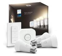 Philips Kit de démarrage Hue White – 3 ampoules LED connectées 9,5W E27 + télécommande Hue