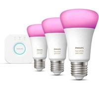 Kit de démarrage Philips Hue White and Color Ambiance, 3 ampoules E27, 75W, Bluetooth, Compatible Alexa, Google Home et Homekit