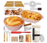 Kit de démarrage pour levain, 17 pièces, comprenant 2 paniers de fermentation en silicone, verre de 24 oz, et accessoires de pâtisserie