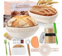 Kit de démarrage pour levain - Backset, 21 pièces - 2 paniers de fermentation en rotin - 900 ml de récipients en verre - Ensemble complet d'accessoires pour la boulangerie - Rose