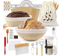 Kit de démarrage pour levain, comprenant 2 paniers de fermentation, un bocal en verre de 600 ml et des accessoires