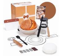 Kit de démarrage pour levain, contenant un bocal en verre de 700 ml et un panier de fermentation rond en coton