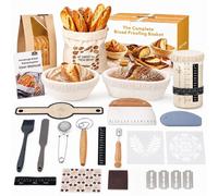 Kit de démarrage pour levain, ovale, comprenant un panier de fermentation, un bocal de démarrage, une spatule à pâte et un couteau