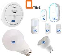 Kit de démarrage pour maison connectée - Solution via application - Système de sécurité et de surveillance - Guirlande lumineuse à LED - Détecteurs d'incendie et de fumée - Ensemble complet - Kit de b