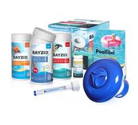 Kit de Démarrage pour Piscine - 7 Pièces pour l'Entretien de l'eau - Granulés de Chlore, Correcteur de pH, Pastilles Multi-Usages