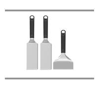 Kit de démarrage pour plancha avec 2 spatules inox aux bords biseautés et 1 grat