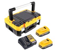 Kit de démarrage sans fil DeWalt DCB 1104 E2T 18 V avec 2 batteries Powerstack 1,7 Ah + chargeur DCB 1104 + TSTAK