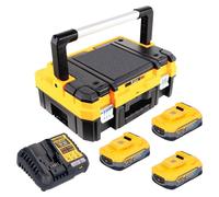 Kit de démarrage sans fil DeWalt DCB 1104 H3T 18 V avec 3 batteries Powerstack 5,0 Ah + chargeur DCB 1104 + TSTAK