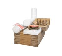 Kit de Déménagement pour appartements et maisons de type T3, avec cartons classiques, cartons vaisselle, films Bulle de Protection, adhésifs, housse pour matelas, sachets mousse et marqueur.