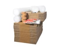 Kit de Déménagement pour grands logements de type T4 et plus, avec cartons classiques, films Bulle de Protection, adhésifs, housse pour matelas, sachets mousse et marqueur.