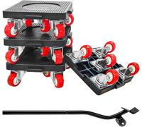 Kit de déplacement de meubles Dolly - Jeu de roulettes de déménagement - Pour déplacer des objets lourds - Rotation à 360 degrés - Capacité de 400 kg - Noir