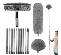 Kit De Dépoussiérage Haute Portée De De 6m avec Perche D'extension De 1.5 À 4.9m Plumeau en Toile D'araignée avec Perche Télescopique, pour Ventilateur De Plafond, Fenêtres, Murs Et Abat-Jour