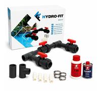 Kit de dérivation COIL pour pompes à chaleur de piscine, kit de base universel en PVC de 50 mm comprenant 3 robinets à boisseau sphérique, de la colle Griffon et un nettoyant – À monter soi-même