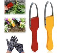 Kit de désherbage manuel Ibenzoa® – 2 outils de désherbage en acier inoxydable résistant à la rouille + gants de protection, ergonomiques, d'environ 24 cm, pour les parterres, les plates-bandes suréle