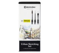 Kit de dessin urbain – 3 pinceaux plats, taille 12, en fibres synthétiques