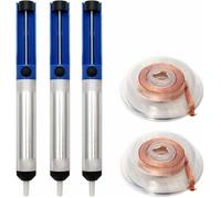 Kit de Dessoudage Complet avec Pompe, 3 Mèches et 2 Tresses - JINFGERNE - Outils Pratiques pour Réparation Électronique et Dessoud