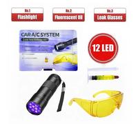 Kit de détection de Test de fuite de système A/C de climatisation de voiture, lampe de poche UV à 12 LED, lunettes de protection, ensemble d'outils de teinture UV
