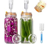 Kit de deux récipients de fermentation en verre, chacun d'une capacité de 2 litres, avec couvercle et poids