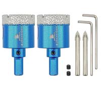 Kit de deux trépans diamant de 35 mm, avec foret de centrage, pour carrelage, céramique, pierre, granit, marbre