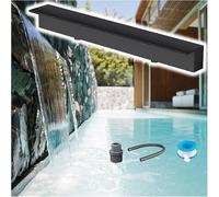 Kit de déversoir de cascade avec tuyau ondulé pour extérieur, cascade de piscine sur mesure - Fontaine de jardin noire de 18 pouces avec accessoires de pulvérisation encastrés, idéale pour l