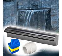 Kit de déversoir de cascade avec tuyau ondulé pour extérieur, déversoir de cascade en acier inoxydable pour piscine et jardin - Jeux d'eau réglables de 40 à 200 cm avec coton filtrant et rac