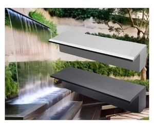 Kit de déversoir de cascade avec tuyau ondulé pour extérieur, kit de déversoir de cascade robuste en acier inoxydable pour bassins et fontaines, montage encastré, largeur personnalisable, id