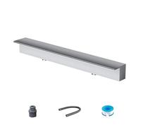 Kit de déversoir de cascade avec tuyau ondulé pour extérieur, kit de déversoir de fontaine de piscine en acier inoxydable avec lame de cascade de 80 cm pour jeux d'eau de jardin extérieur, s