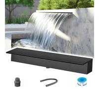 Kit de déversoir de cascade avec tuyaux ondulés pour extérieur, kit de déversoir de cascade personnalisable en acier inoxydable pour bassins et piscines, installation facile, fontaine encast