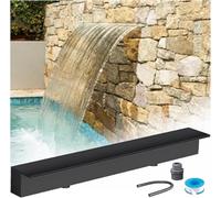 Kit de déversoir de Cascade d'acier Inoxydable pour décor intérieur/extérieur - Fonction de débit d'eau intégrée Murale (Noir, 120cm/47in) - Elégant Bec d'eau de Jardin