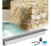 Kit de déversoir de Cascade d'acier Inoxydable pour décor intérieur/extérieur - Fonction de débit d'eau intégrée Murale (Noir, 120cm/47in) - Elégant Bec d'eau de Jardin