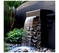 Kit de déversoir de cascade en tuyau ondulé pour extérieur, déversoir de cascade en acier inoxydable de 40 cm pour piscine, jardin, étang, spa, fontaine, décoration de patio extérieur - élém