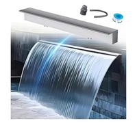 Kit de déversoir pour cascade avec tuyau ondulé pour extérieur, kit de déversoir pour piscines et fontaines, sans pompe nécessaire, tailles personnalisées 40 x 185 cm (argenté 132 cm/52 po),