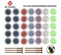 Kit de disques à poils radiaux de 1 pouce, brosse Abrasive, tige de 2.35mm/3mm, roue de polissage détail pour accessoires d'outils rotatifs Dremel Ensemble de 30 pièces de grain 600