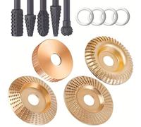 Kit de disques à sculpter le bois pour meuleuses d'angle 4" et 4-1/2", disque à sculpter le bois, disque de coupe en carbure de tungstène avec alésage de 5/8", idéal pour la découpe (1 Set)