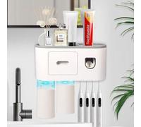 Kit de distributeurs de dentifrice à fixation murale avec système automatique, 2 godets magnétiques, porte-brosses à dents de grande capacité