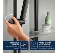 Kit de douche comprenant une douchette, une pomme de douche, un flexible de douche et un porte-savon, 12 cm, métal/plastique, noir mat, 3 types de jets, 7 l/min