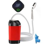 Kit de douche de camping rechargeable - Douche de plage électrique - Pompe de douche extérieure avec affichage numérique intelligent - Buse de pomme de douche pour le camping - Douche extérieure - Ran