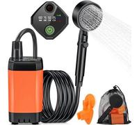 Kit de douche de camping rechargeable - Douche de plage électrique - Pompe de douche extérieure avec affichage numérique intelligent - Buse de pomme de douche pour le camping - Douche extérieure - Ran