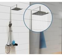 Kit de douche SCHÜTTE BLUEPERL, système de douche avec douche à effet pluie et système de rangement modulaire, chrome/noir mat