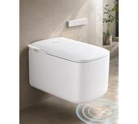 Kit de douche WC complet avec réservoir d'eau, WC suspendu carré, fonction bidet et rinçage silencieux, toilettes électriques : chauffage de siège, couvercle automatique, mode enfant, veilleuse
